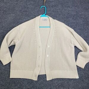 The Tiny Big Sister Cream Ribbed Chunky Knit Cardigan Sweater Beige Size 42